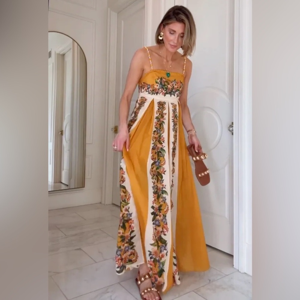 FARM Rio Sand Hilo Stripes Maxi Dress